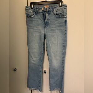 MOTHER Light Blue Kick Flare Ankle Jeans